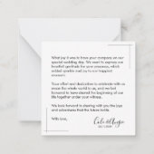 Minimalistische bruiloft dank u kaarten met foto notitiekaartje (Achterkant)