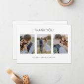 Minimalistische bruiloft dank u kaarten met foto's notitiekaartje (Voorkant / Achterkant in situ)