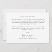 Minimalistische bruiloft dank u kaarten met foto's notitiekaartje (Achterkant)