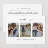 Minimalistische bruiloft dank u kaarten met foto's notitiekaartje (Voorkant / Achterkant)