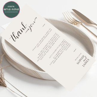 Minimalistische bruiloft dank u tafel plaats kaart