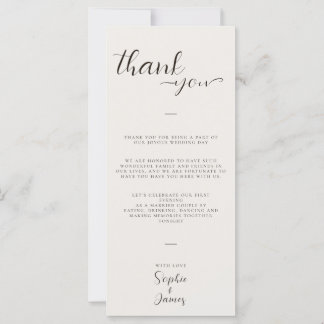 Minimalistische bruiloft dank u tafel plaats kaart