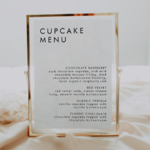 Minimalistische bruiloft Dessert Bar Cupcake Menu  Kaart