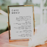 Minimalistische bruiloft dessert bar taart menu te poster<br><div class="desc">Dit is een moderne, elegante bruidstaart menubord met een minimalistische lay-out en een mooi, modern lettertype. Alle kleuren zijn bewerkbaar. // Zoek "HARLOW" in de Sincerely By Nicole Zazzle winkel voor bijpassende design. * Als je dit ontwerp leuk vindt, maar het niet beschikbaar ziet voor iets dat je zoekt, neem...</div>