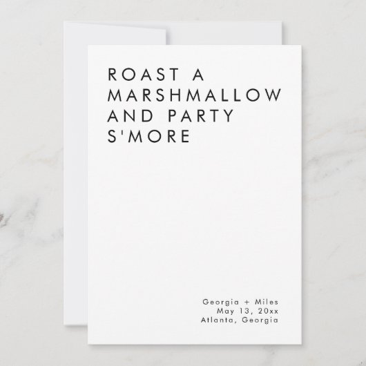 Minimalistische bruiloft dessert bar's mores teken kaart (Voorkant)