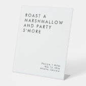 Minimalistische bruiloft dessert bar's mores teken reclamebord met voetstuk (Voorkant)