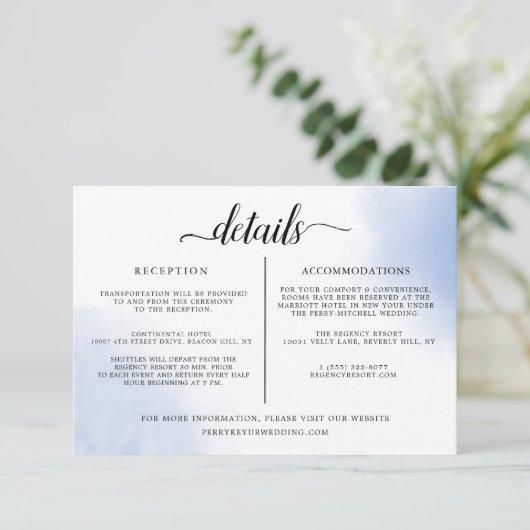 Minimalistische bruiloft details informatie Sjablo Kaart (Staand voorkant)