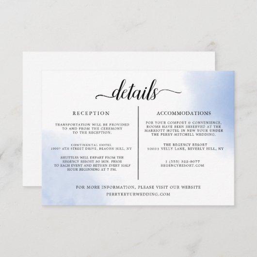 Minimalistische bruiloft details informatie Sjablo Kaart (Voorkant / Achterkant)