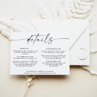 Minimalistische Bruiloft Details Kaart, Behuizing
