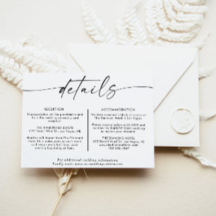 Minimalistische Bruiloft Details Kaart, Behuizing  Kaart