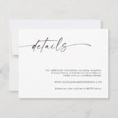 Minimalistische Bruiloft Details Kaart, Behuizing  Kaart (Voorkant)