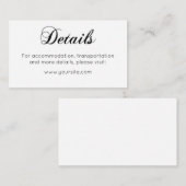 Minimalistische bruiloft details kaart Eenvoudige (Voorkant / Achterkant)