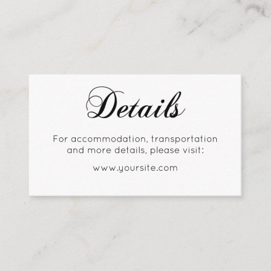 Minimalistische bruiloft details kaart Eenvoudige (Voorkant)