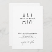 Minimalistische bruiloft + details & QR. Modern mo Kaart (Voorkant / Achterkant)