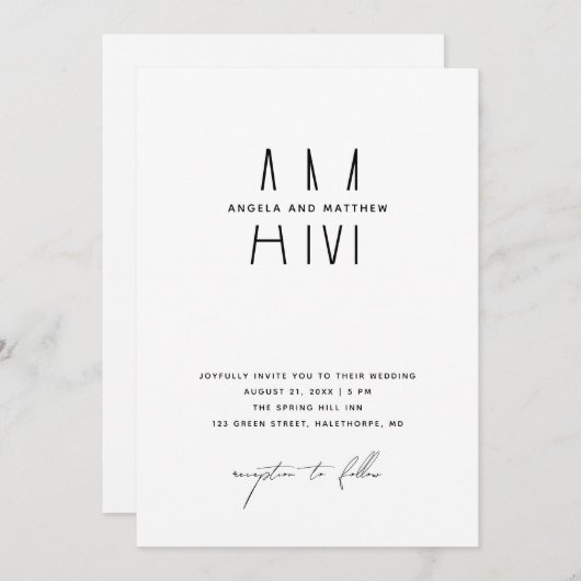 Minimalistische bruiloft + details & QR. Modern mo Kaart (Voorkant / Achterkant)