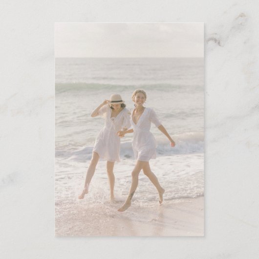 Minimalistische bruiloft details Script foto Informatiekaartje (Achterkant)