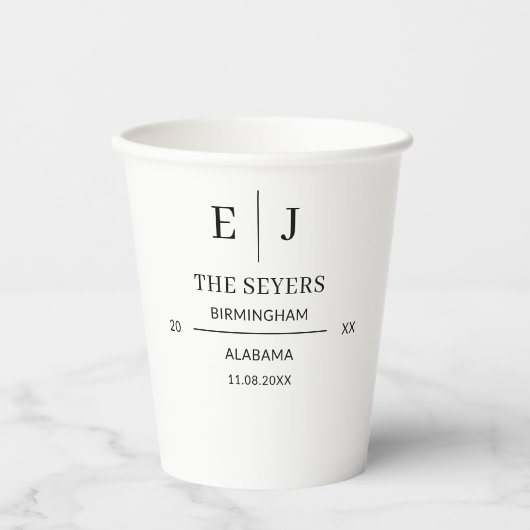 Minimalistische bruiloft Drinkware Bruiloft Feest  Papieren Bekers (Voorkant)