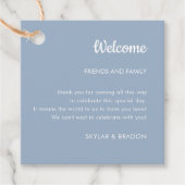 Minimalistische bruiloft Dusty Blue welkomstgesche Bedankjes Labels (Voorkant)