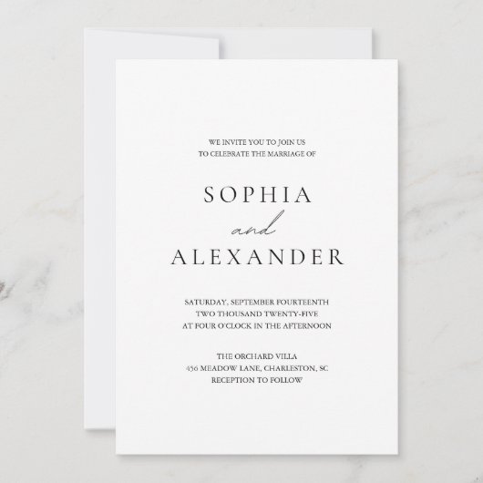 Minimalistische bruiloft Elegant Modern Kaart (Voorkant)