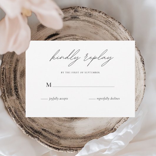 Minimalistische bruiloft Elegant Zwart & Wit RSVP Kaartje