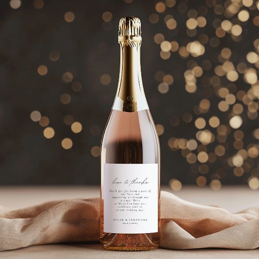 Minimalistische bruiloft Elegant Zwart & Wit Wijn Etiket