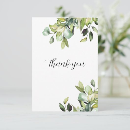 Minimalistische bruiloft Elegante Botanicals Bedankkaart (Staand voorkant)