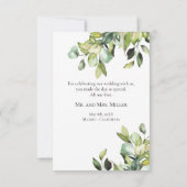 Minimalistische bruiloft Elegante Botanicals Bedankkaart (Achterkant)