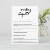 Minimalistische bruiloft etiquette Vrijgezellenfee Kaart (Staand voorkant)