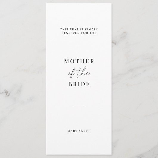 Minimalistische bruiloft familie gereserveerde zit (Voorkant)