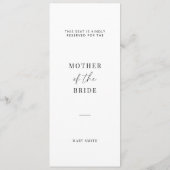 Minimalistische bruiloft familie gereserveerde zit (Achterkant)