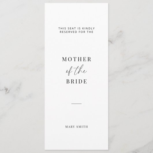 Minimalistische bruiloft familie gereserveerde zit (Achterkant)