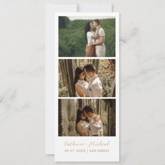 Minimalistische bruiloft foto booth strip lijst save the date (Voorkant)