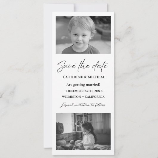 Minimalistische bruiloft foto booth strip lijst save the date (Achterkant)