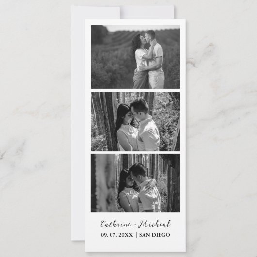 Minimalistische bruiloft foto booth strip lijst save the date (Voorkant)