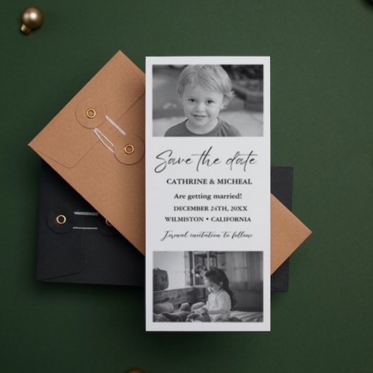 Minimalistische bruiloft foto booth strip lijst save the date