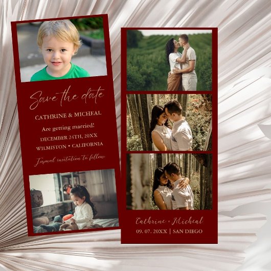 Minimalistische bruiloft foto booth strip lijst save the date