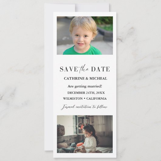 Minimalistische bruiloft foto booth strip lijst save the date (Achterkant)