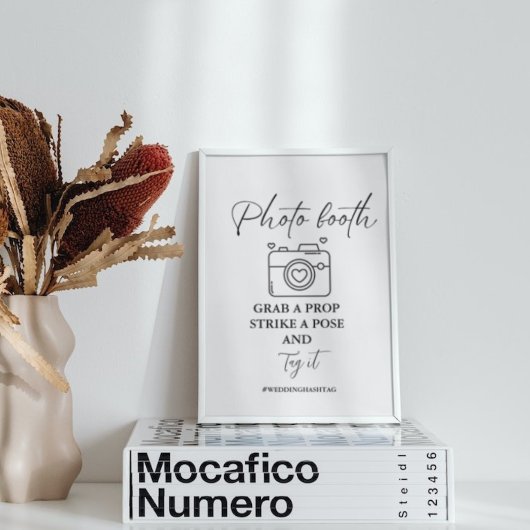 Minimalistische bruiloft foto cabine teken poster