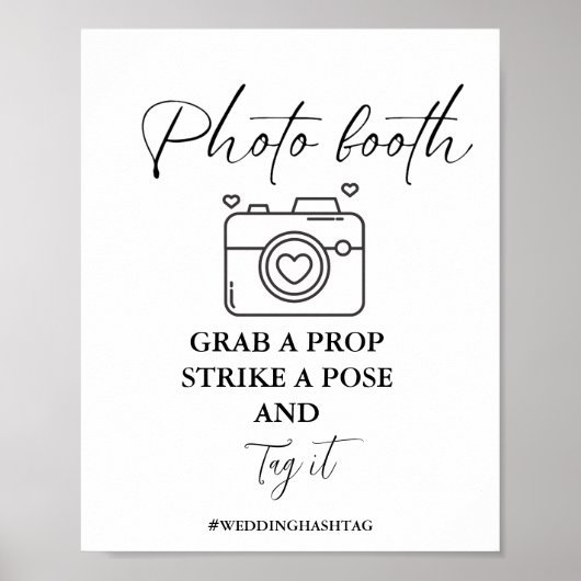 Minimalistische bruiloft foto cabine teken poster (Voorkant)
