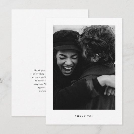 Minimalistische bruiloft Foto Dank u Briefkaart (Voorkant / Achterkant)