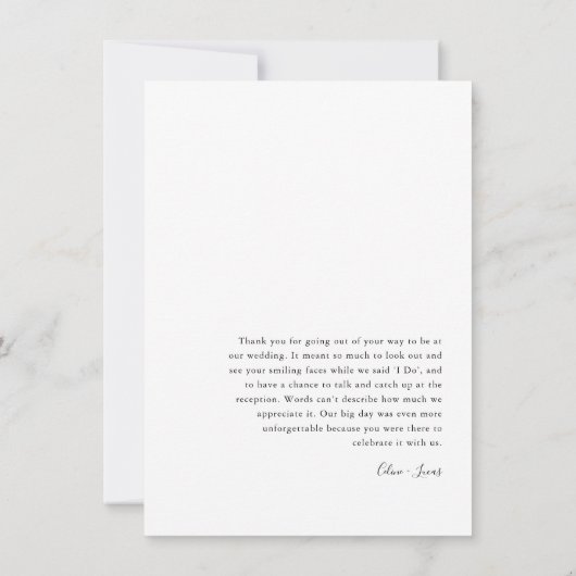 Minimalistische bruiloft Foto Dank u Briefkaart (Achterkant)