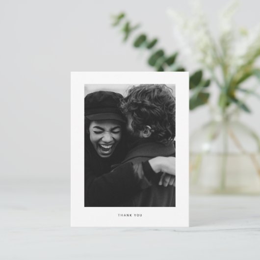 Minimalistische bruiloft Foto Dank u Briefkaart (Staand voorkant)