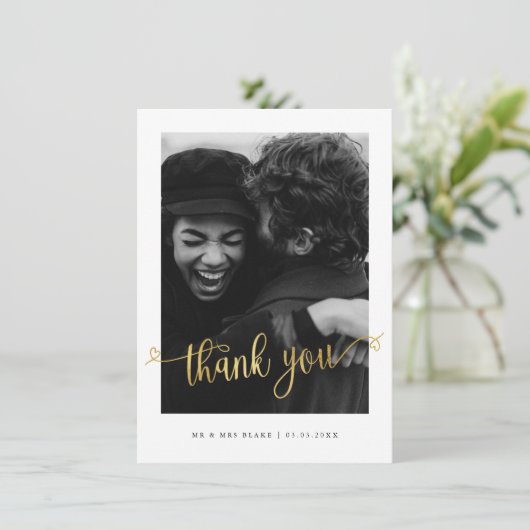Minimalistische bruiloft Foto Dank u Briefkaart (Staand voorkant)
