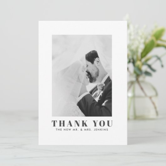 Minimalistische bruiloft Foto Dank u Flat Kaart (Staand voorkant)