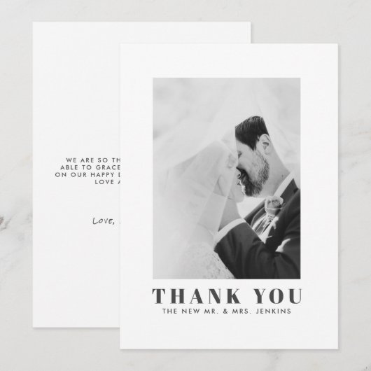 Minimalistische bruiloft Foto Dank u Flat Kaart (Voorkant / Achterkant)