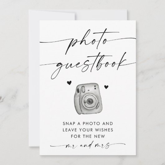 Minimalistische bruiloft foto Gast Boek teken Kaart (Voorkant)
