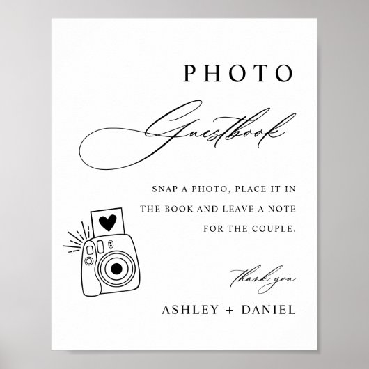 Minimalistische bruiloft foto gastenboek Poster (Voorkant)