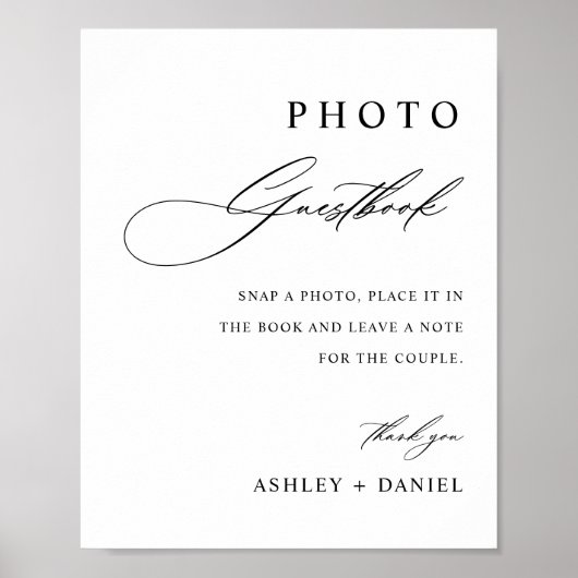 Minimalistische bruiloft foto gastenboek Poster (Voorkant)