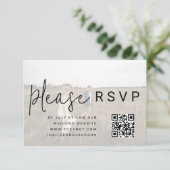 Minimalistische bruiloft foto overlay QR-code RSVP Informatiekaartje (Staand voorkant)