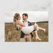 Minimalistische bruiloft foto overlay QR-code RSVP Informatiekaartje (Achterkant)